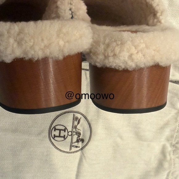 Hermes Calotta Wood Mule Clogs Size 38 - Denim / Rare - Picture 6 of 12